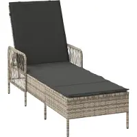vidaXL Solstol Ljusgrå och mörkgrå 200 x 55 x 92 cm konstrotting