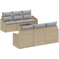 vidaXL Soffset med kudde med lagring 7 pcs Beige och Grå konstrotting