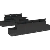vidaXL Trädgårdsoffset 8 pcs Svart Poly Rattan och Pulverlackerad Stål