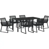 vidaXL Trädgårdsmöbelset 7 pcs Svart Poly rattan