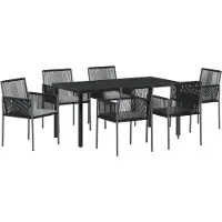 vidaXL Trädgårdsmöbelset 7 pcs Svart Poly rattan