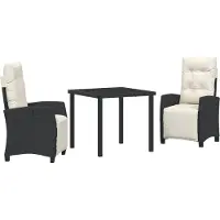 vidaXL Trädgårdsmöbelset med kudde 3 pcs Svart konstrotting