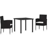 vidaXL Trädgårdsmöbelset med kudde 3 pcs Grå konstrotting