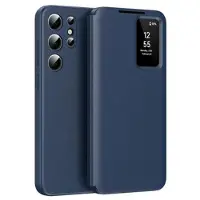 Mtp Products Samsung Galaxy S23 Ultra Smart Clear View Flip Skal med kortplats - Safir