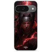 MANIACASE Coque - - Google Pixel 9 - Itachi Uchiwa anime - Souple - Silicone noir svart