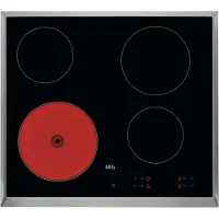 AEG HK624000XB - Keramisk häll - 4 kokplattor - Fördjupning - bredd: 56 cm - djup: 49 cm - med kanter i rostfritt stål - svart