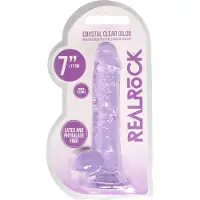 Realrock - realistisk dildo - genomskinlig lila - 17 cm