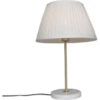 QAZQA Retro bordslampa mässing med plisserad skärm creme 35 cm - Kaso
