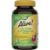 Nature'S Way , Alive! Kalcium & Vitamin D3 Gummy, Raspberry-Lemonade & Strawberry, 60 Gummies