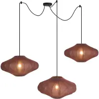 QAZQA Japandi Pendellampa Brun 50cm 3-ljus - Plu