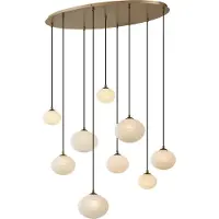 QAZQA Art Deco Pendellampa Guld med Opalglas 9-ljus - Yani