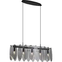 QAZQA Design Hänglampa Svart med Rökglas Oval 5-ljus - Mochan