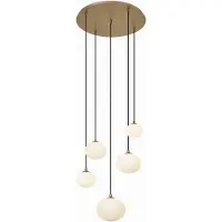 QAZQA Art Deco Pendellampa Guld med Opalglas 5-ljus - Yani