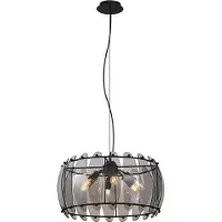 QAZQA Smart taklampa svart med rökglas rund 6-ljus inkl. WiFi C35 - Mochan
