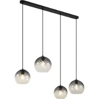 QAZQA Art Deco Pendellampa Svart med Rökglas Rektangulär 4-ljus - Bao