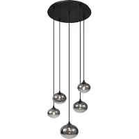 QAZQA Modern pendellampa svart med rökglas - Jia