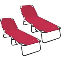 vidaXL Hopfällbar solstol 2 pcs Röd 188 x 57 x 86,5 cm Polyester