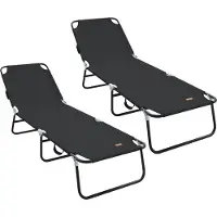 vidaXL Fällbar solstol - - Svart - 188x57x86,5 cm - Polyester - Stålram - Justerbart ryggstöd - Fällbar