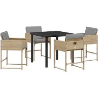 vidaXL Trädgårdsmöbelset 5 pcs Beige konstrotting