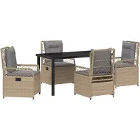 vidaXL Trädgårdsmöbelset 5 pcs Beige och Ljusgrå konstrotting