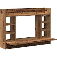 vidaXL Väggmonterat skrivbord med hylla Gammalt trä 105 x 48 x 75 cm
