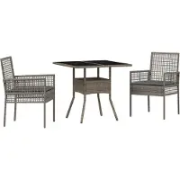 vidaXL Trädgårdsmöbelset 3 pcs Grå konstrotting