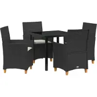 vidaXL Trädgårdsmöbelset 5 pcs Svart konstrotting