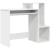 vidaXL Skrivbord med låda Vit 106 x 41 x 88.5 cm Konstruerat trä