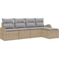 vidaXL Soffset med kudde 5 pcs Beige och Ljusgrå konstrotting