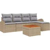 vidaXL Trädgårdsoffset 6 pcs Beige och Ljusgrå konstrotting