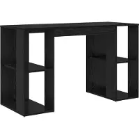 vidaXL Skrivbord med hylla Svart Ek 130 x 50,5 x 75 cm Konstruerat trä