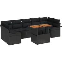 vidaXL Trädgårdsoffset med lagring 8 pcs Svart Poly rattan
