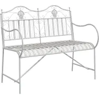 vidaXL Trädgårdsbänk Antik vit 103,5 x 59 x 89 cm Stål