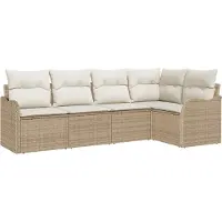 vidaXL Trädgårdsoffset med lagring 5 pcs Beige konstrotting