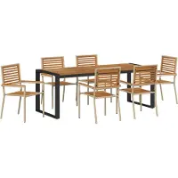 vidaXL Trädgårdsmöbelset 7 pcs Beige och brun konstrotting