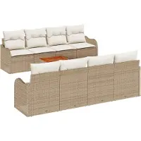 vidaXL Trädgårdsoffset 9 pcs Beige Poly rattan