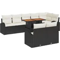 vidaXL Trädgårdsoffset med lagring 9 pcs Svart Poly rattan