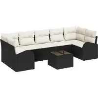 vidaXL Trädgårdsoffset 8 pcs Svart och kräm 289 x 124 x 69 cm