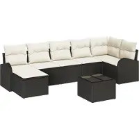 vidaXL Trädgårdsoffset 8 pcs Svart Poly rattan