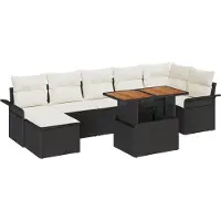 vidaXL Trädgårdsoffset med lagring 8 pcs Svart Poly rattan