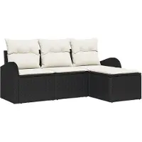 vidaXL Soffset med kudde med lagring 4 pcs Svart och Vitt konstrotting