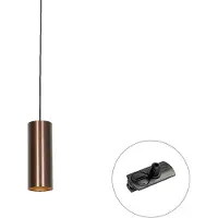 QAZQA Design Hänglampa Mörkbrons Inkl. Skensadapter 1-Fas - Iconic Tubo