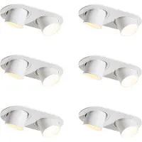 QAZQA Set med 6 infällda spotlights vita GU10 35mm lutningsbara 2-ljus - Installa