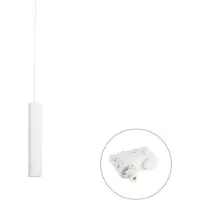 QAZQA Design Pendellampa Vit Inkl. 3-fas Skenadapter - 3-fas Tuba Small