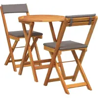 vidaXL Trädgårds Bistro Set med kudde 3 pcs Brun massivt akacia