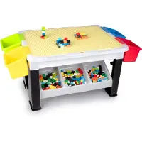 Eddy Toys Lekbord för barn med förvaring och 300 byggdelar
