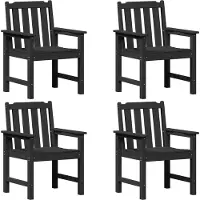 vidaXL Trädgård Stol 4 pcs Svart 65.5 x 59 x 88 cm polyeten