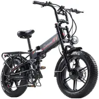 RANDRIDE YX20 dubbelmotor 48V20AH löstagbart batteri, 20 * 4,0-tums däck, vikbar ram i aluminiumlegering, Ximano 7-växlad elcykel Red svart