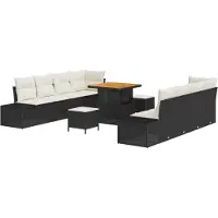 vidaXL Trädgårdsoffset med kudde Svart 80 x 80 x 71 cm Poly rattan