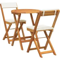 vidaXL Trädgårdsmöbelset med kudde 3 pcs Olivenatur Massivt Akaciaträ